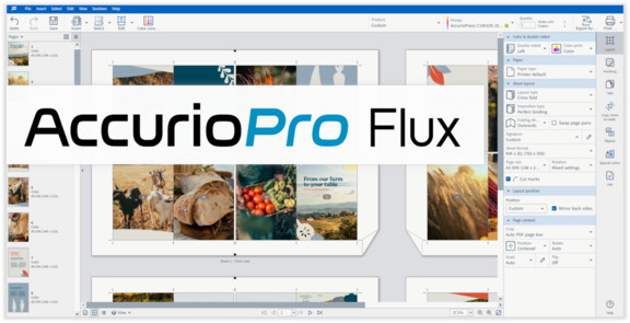 AccurioPro Flux version 10.4 title image with a screenshot of the software